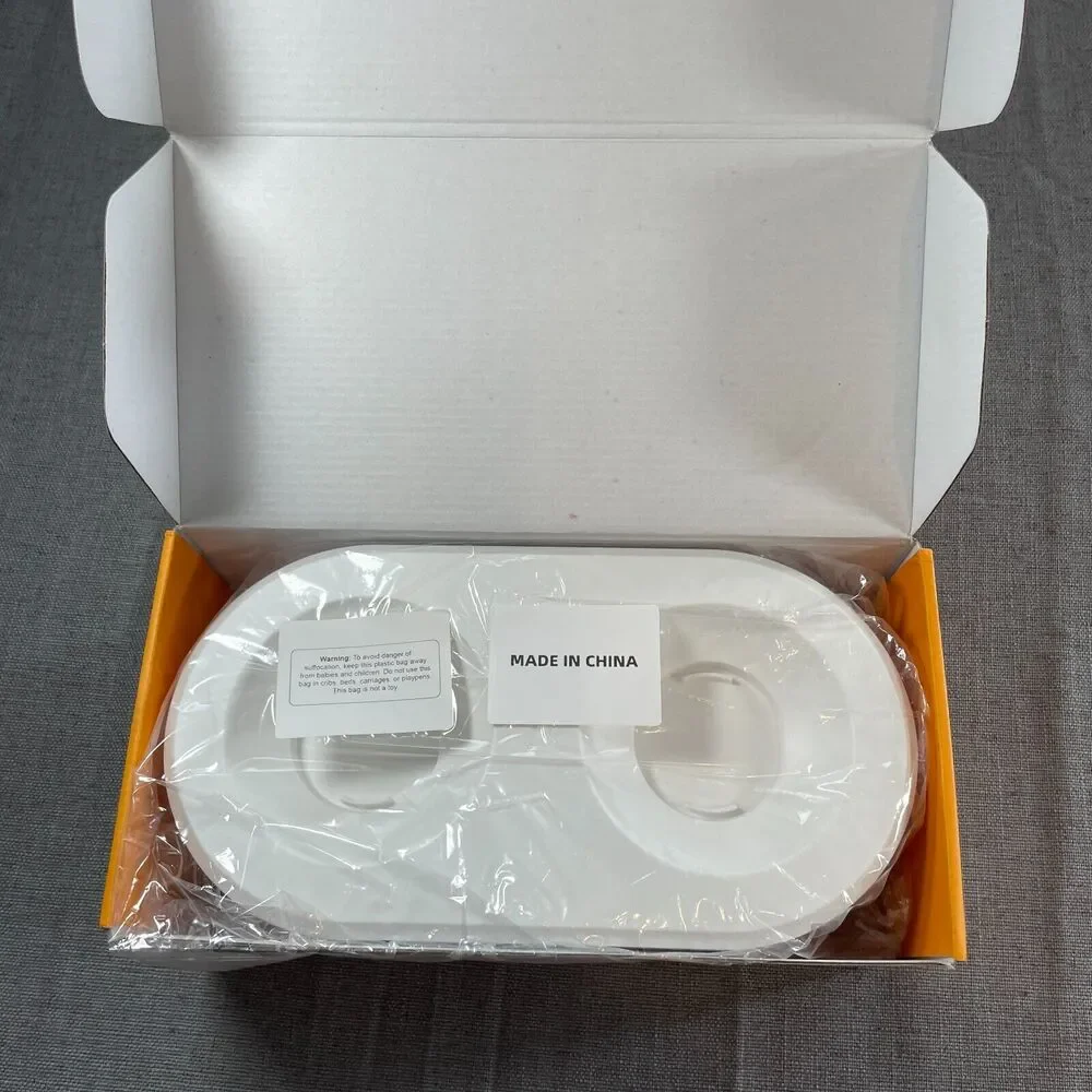 Little Treasures Pet Bowl by Tengous Raised Double Bowl White Plastic w/ Storage